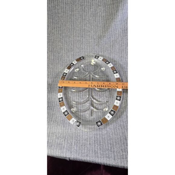 Vintage Inland Glass Well & Tree Oval Glass Meat Platter Tray Atomic Snowflake - Picture 6 of 6